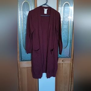 Matty M Open Cardigan Sweater Long  Purple 2 pockets  Knit - Long XL Women's